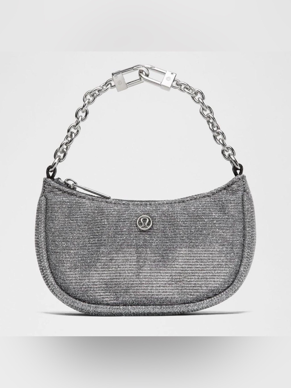 lululemon athletica Metallic Silver Mini Chain-Handle Bag